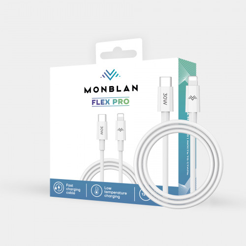 Кабель Monblan USB-C to Lightning 30W Flex Pro C1 Series 1.2m (White)